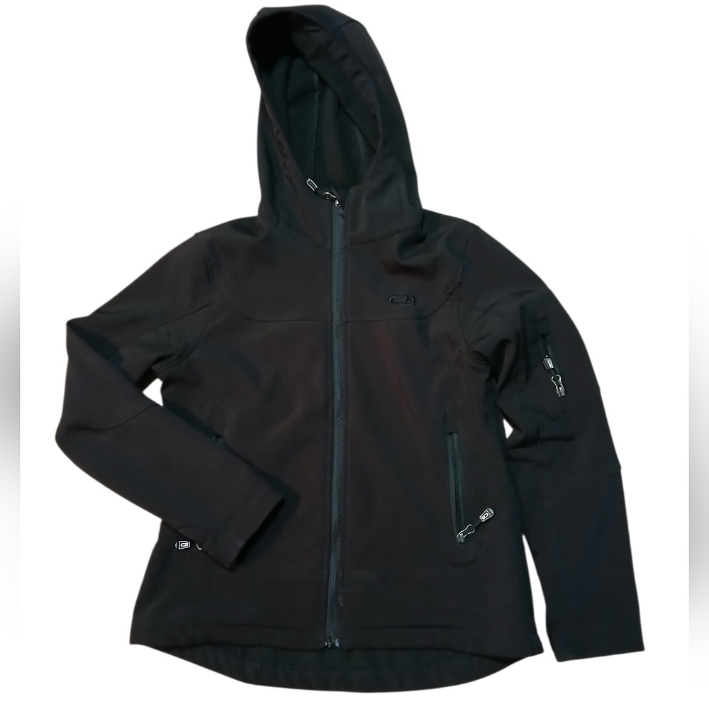CB SPORTS Women's Size Medium Black Hooded Jacket with Sleeve Zipper Pocket
